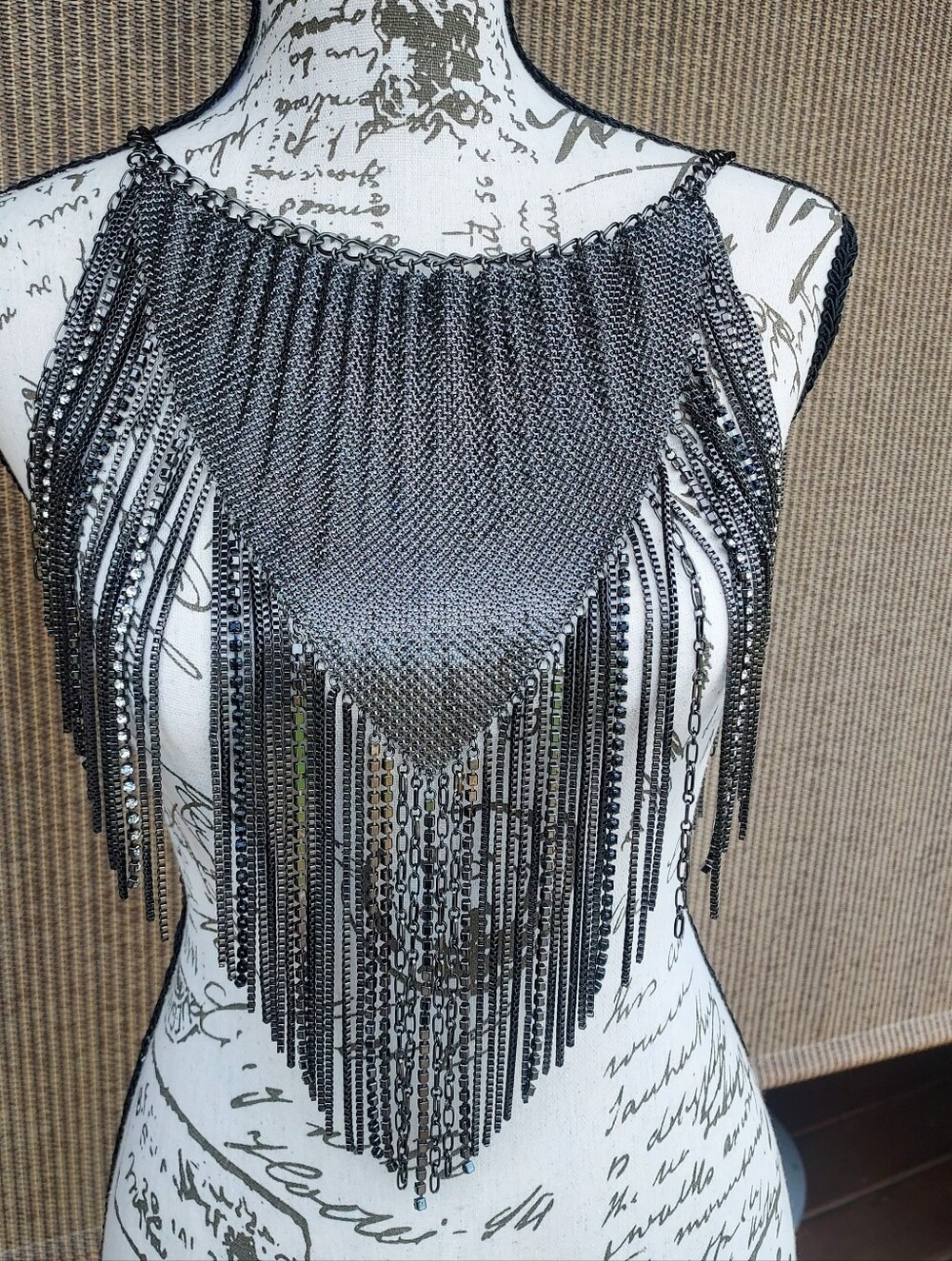 Vintage Kenneth Cole Gunmetal Statement Necklace/Epaulettes